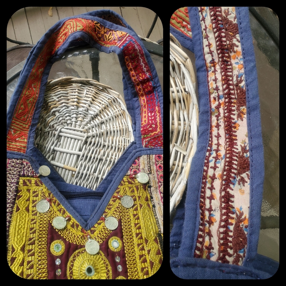 🌈 Artisan Banjara Boho Hippie Embroidered bag Handmade Patchwork Repurposed - Picture 13 of 16